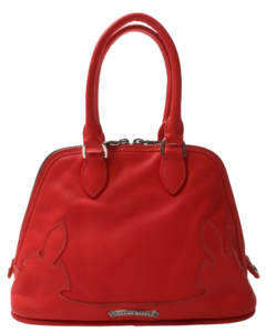 Leather Fleur De Lis Mini Bowling Bag Red