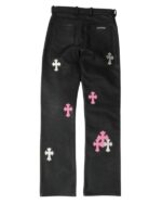 Chrome Hearts Fleur Knee Leather Cross Patch Pants