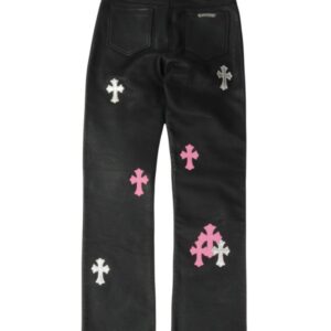 Chrome Hearts Fleur Knee Leather Cross Patch Pants