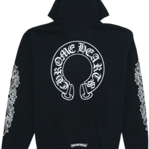 Chrome Hearts Horse Shoe Floral Hoodie Black